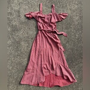 American Eagle Outfitters Red Striped High Low Dress